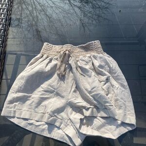 Casual Cream Drawstring Shorts